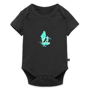 Double Exposure Wing Foiling Hydrofoiling Geschenk - Baby Premium Kurzarmbody - Schwarz - Vorne