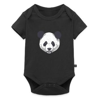 Panda tête ours cool doux réaliste illustration - Body à manches courtes Premium Bébé - noir - Devant
