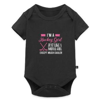 Eishockey I'm a hockey girl just like a normal gir - Baby Premium Kurzarmbody - Schwarz - Vorne