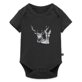 Hirsch und Reh - Baby Premium Kurzarmbody - Schwarz - Vorne
