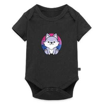 Cute Wolf Dog Bisexual Bi Flag FLAG LGBTQ - Baby Premium short-sleeve bodysuit - black - Front