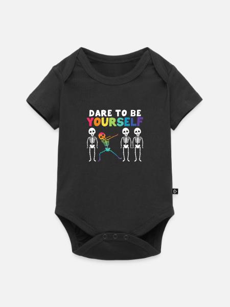Funny Dabbing Skeleton Proud LGBT Pride Dare To Be - Baby Premium Kurzarmbody - Schwarz
