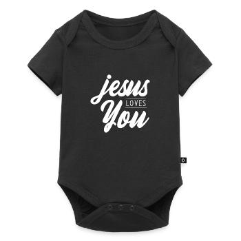 Jesus loves you - Jesus liebt dich - Christlich - Baby Premium Kurzarmbody - Schwarz - Vorne