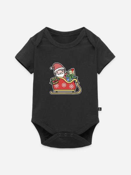 Weihnachtsmann im Schlitten - Baby Premium Kurzarmbody - Schwarz