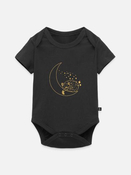 Katze im Mond scheint - Baby Premium Kurzarmbody - Schwarz