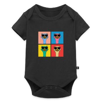 Pop Art Ostrich Ratite with Sunglasses - Baby Premium short-sleeve bodysuit - black - Front