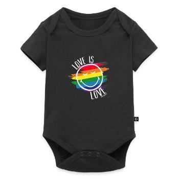 Love is Love Smileyworld blanc - Body à manches courtes Premium Bébé - noir - Devant