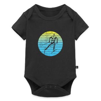 Ski Rétro Skieurs Skieurs Vintage Ski - Body à manches courtes Premium Bébé - noir - Devant
