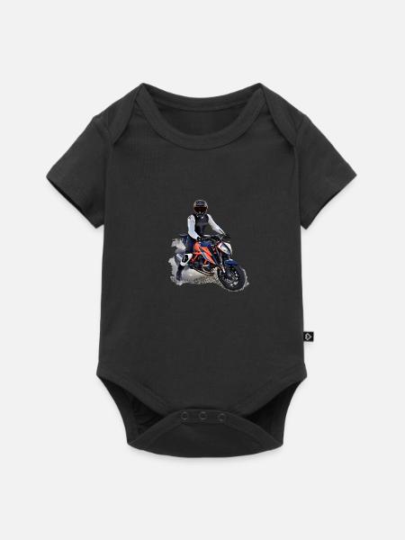 Poster Motorradfahrer - Baby Premium Kurzarmbody - Schwarz