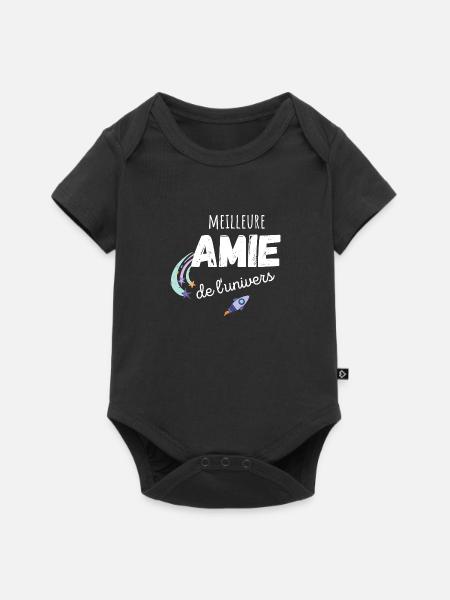 meilleure amie de l'univers cadeau amie - Body à manches courtes Premium Bébé - noir