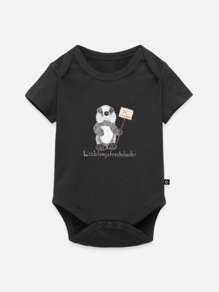 Lieblingsfrechdachs mit Schild "vergeben" - Baby Premium Kurzarmbody - Schwarz