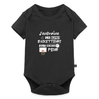 J'entraîne des super basketteurs rien me fait peur - Body à manches courtes Premium Bébé - noir - Devant