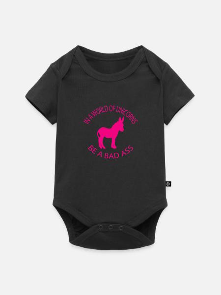 Donkey Esel - Baby Premium Kurzarmbody - Schwarz