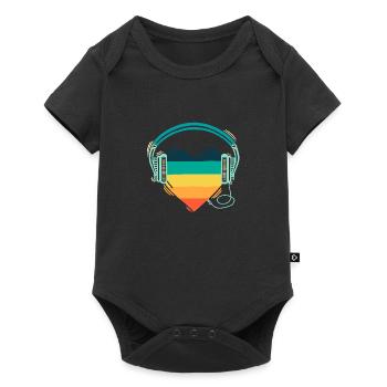 Heartbeat Retro Rainbow - Baby Premium short-sleeve bodysuit - black - Front