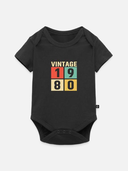 Wijnjaar 1980 - Premium babyrompertje met korte mouwen  - zwart