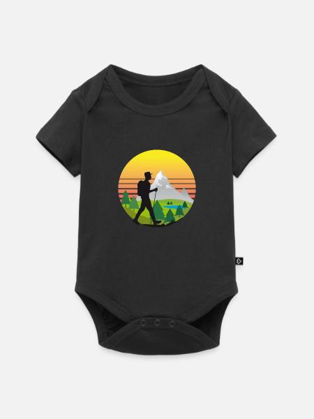 Wandern Landschaft Sonne Berge - Baby Premium Kurzarmbody - Schwarz