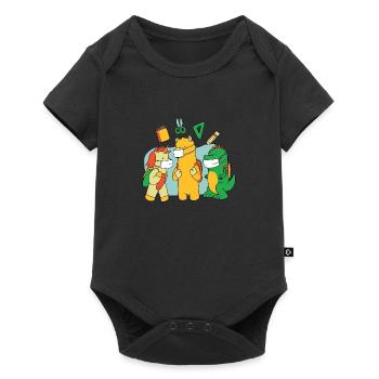 Schule Tiere Dino-Masken Schule Tiere Dino-Masken - Baby Premium Kurzarmbody - Schwarz - Vorne