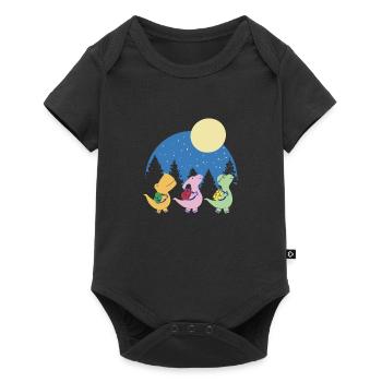 Dinosaurier in die Schule gehen Dinosaurier in die - Baby Premium Kurzarmbody - Schwarz - Vorne