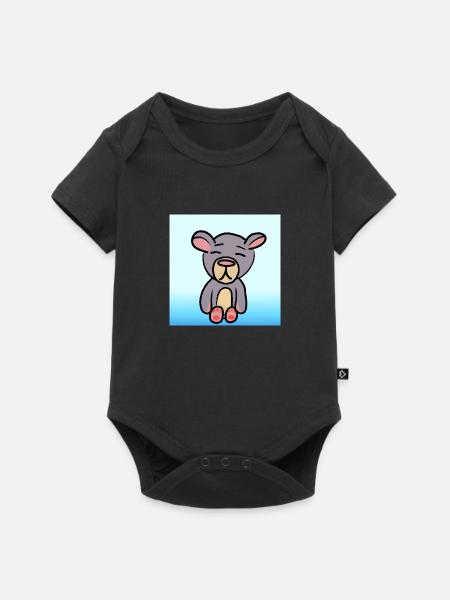 Weicher Teddybär - Baby Premium Kurzarmbody - Schwarz