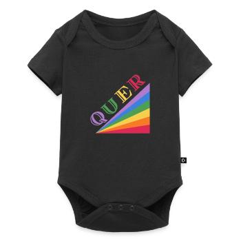 QUER Regenbogen - Baby Premium Kurzarmbody - Schwarz - Vorne