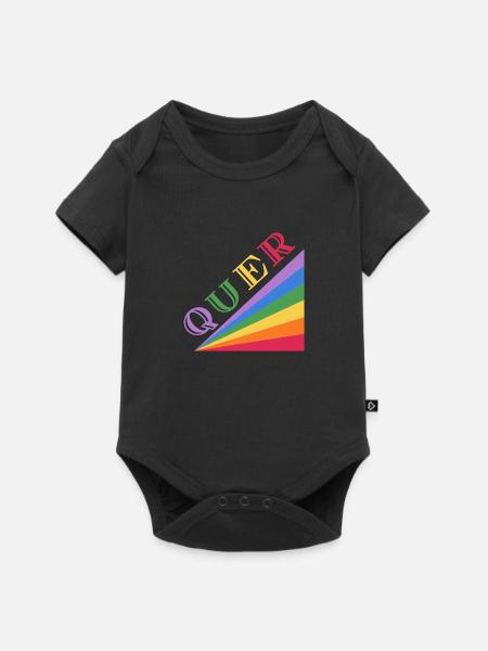 QUER Regenbogen - Baby Premium Kurzarmbody - Schwarz