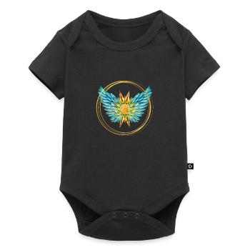 Sign of Light, Wings, Sun, SSL, Gold Rings - Baby Premium short-sleeve bodysuit - black - Front