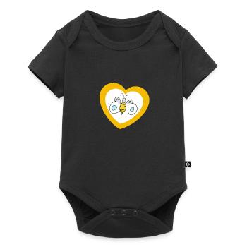 bumblefly im Herz auf der Brust - Baby Premium Kurzarmbody - Schwarz - Vorne