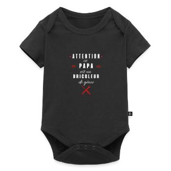 attention ce papa est un bricoleur de génie - Body à manches courtes Premium Bébé - noir - Devant
