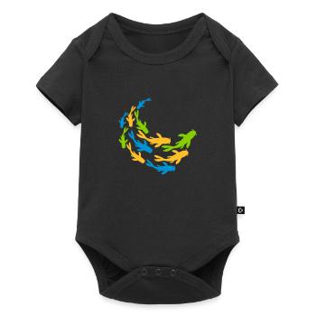 Bunter Schwarm Koi Fische - Baby Premium Kurzarmbody - Schwarz - Vorne