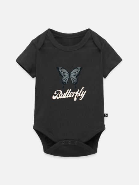 BUTTERFLY - Baby Premium Kurzarmbody - Schwarz