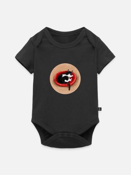 Katze im Korb - Baby Premium Kurzarmbody - Schwarz