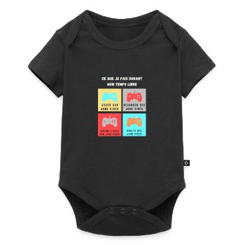 ce que je fais durant mon temps libre jeux vidéos - Body à manches courtes Premium Bébé - noir - Devant