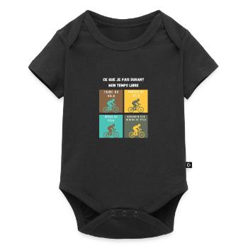 ce que je fais durant mon temps libre vélo - Body à manches courtes Premium Bébé - noir - Devant