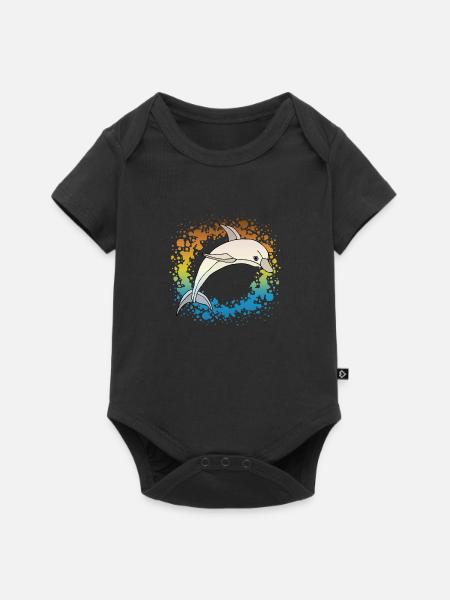Delfin - Baby Premium Kurzarmbody - Schwarz