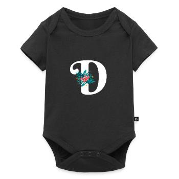 lettre D fleuris - Body à manches courtes Premium Bébé - noir - Devant