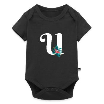 lettre U fleuris - Body à manches courtes Premium Bébé - noir - Devant