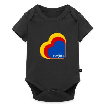 Cœur végétalien rétro - Body à manches courtes Premium Bébé - noir - Devant