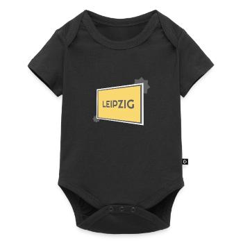 Leipzig Ortsschild - modern grey - Baby Premium Kurzarmbody - Schwarz - Vorne