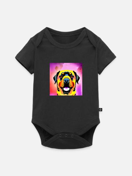 Regenbogen Glücklicher Hund - Baby Premium Kurzarmbody - Schwarz