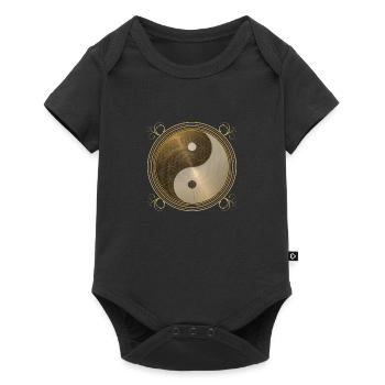 golden Dragon Yin Yang flower of live sun energy - Baby Premium short-sleeve bodysuit - black - Front