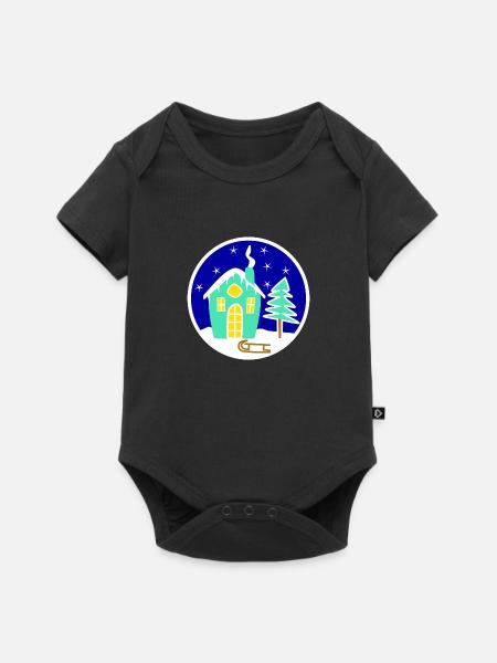 Winterlandschaft - Baby Premium Kurzarmbody - Schwarz
