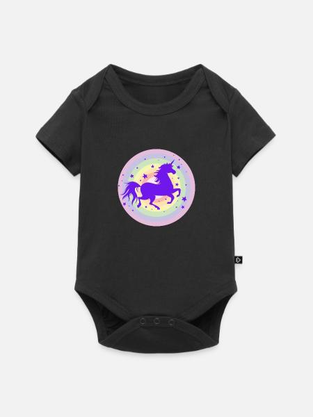 Laufende Einhorn Silhouette - Baby Premium Kurzarmbody - Schwarz