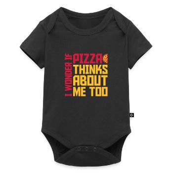 pizza thinks about me - Baby Premium Kurzarmbody - Schwarz - Vorne