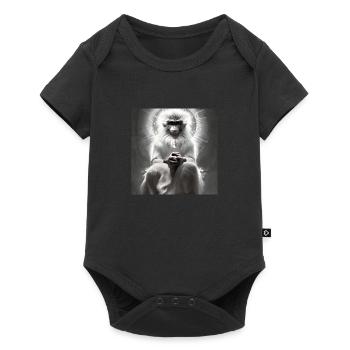 Serie: Wise Monkey - Baby Premium Kurzarmbody - Schwarz - Vorne