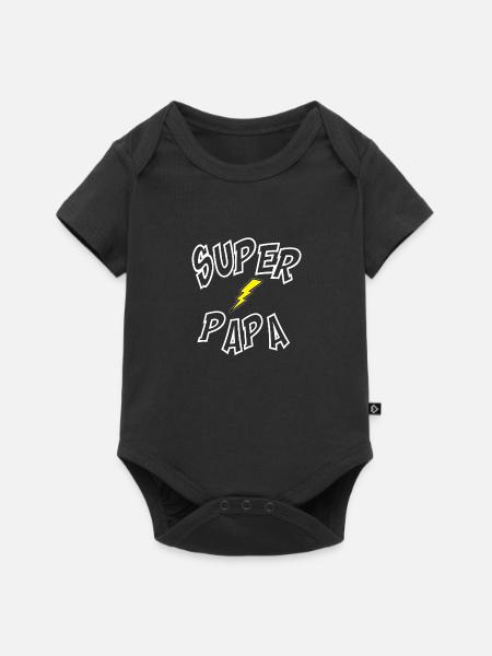 Super Papa - Baby Premium Kurzarmbody - Schwarz
