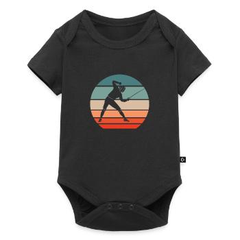 Fencing épée fencing retro sunset fencer - Baby Premium short-sleeve bodysuit - black - Front