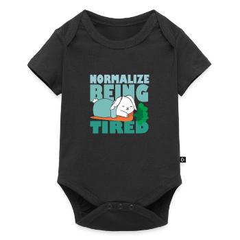 Normalize Being Tired - Süßer Schlafender Hase - Baby Premium Kurzarmbody - Schwarz - Vorne