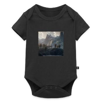 Beautiful mountain landscape in the fog - Baby Premium short-sleeve bodysuit - black - Front