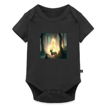 Girl in magical forest surrounded by animals - Baby Premium short-sleeve bodysuit - black - Front