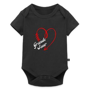 grande sœur cœur - Body à manches courtes Premium Bébé - noir - Devant